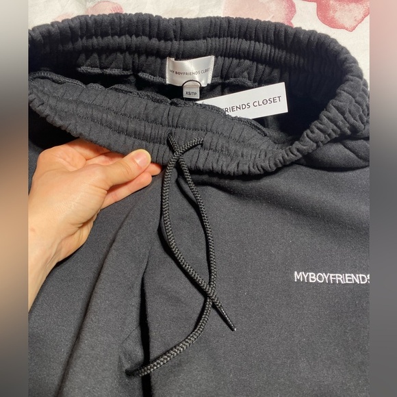 NWT My Boyfriends Closet Cotton Inner Jaw String Warm Black Sweatpants Size XS - Picture 8 of 10